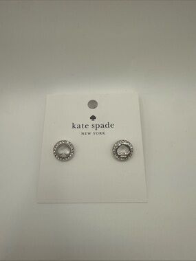 kate spade Silver Crystal Spade Circle Stud Earrings